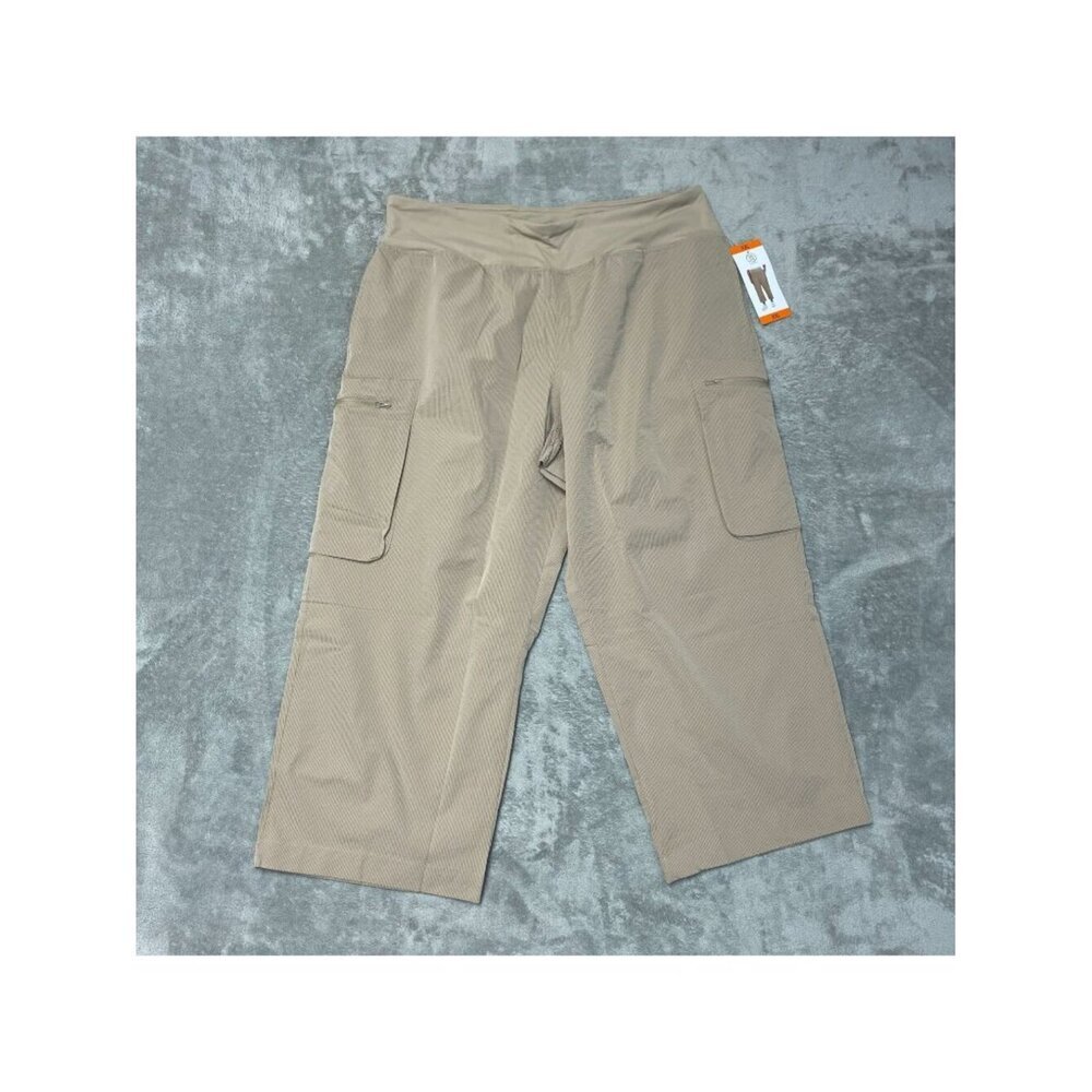 NWT Sage Collective Women's XXL Cropped Cargo Pants Tan With Pockets G1991
